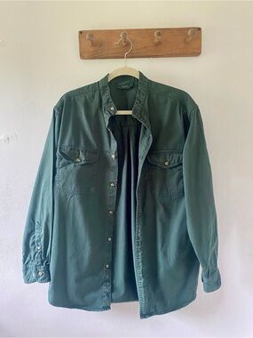 Vintage Scandia Woods Men's Dark Green Button-Up Utility Jacket, M